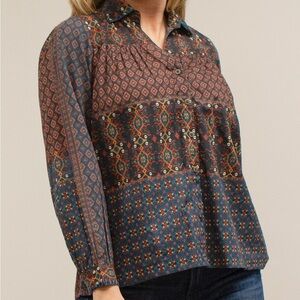 anthropologie NWT Kyla Seo Handmade Franci Shirt Top Size Small 100% Cotton